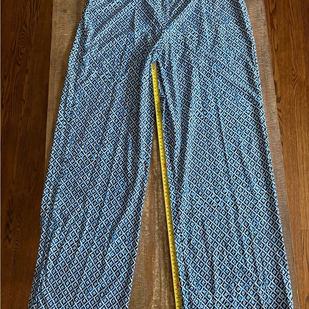 Women's Blue Geometric Wide Leg Pants